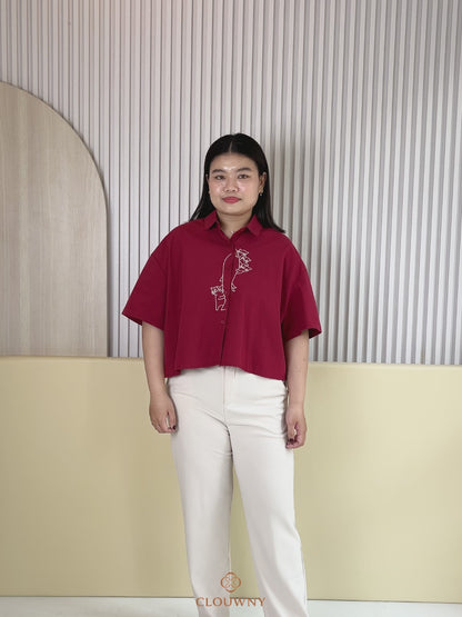 Bridget Cotton Blouse - Maroon