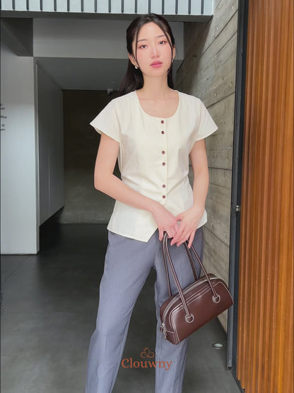 Abey Button Blouse - Cream