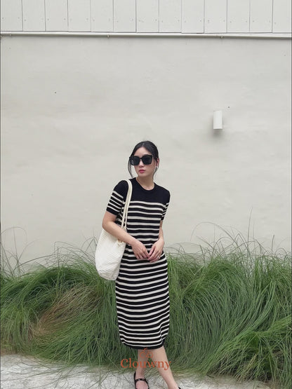 Mona Stripes Dress - Black