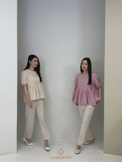 Elysia Pleated Top - Yellow