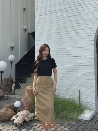 Dex Cargo Denim Skirt - Army