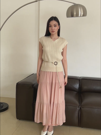 Summer Maxi Linen Skirt - Dusty Pink