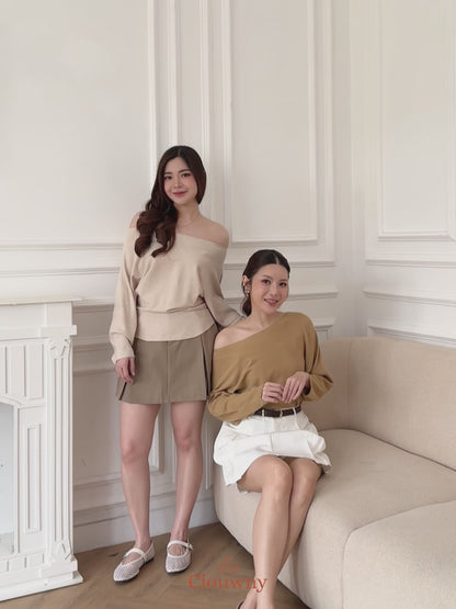 Beatrix Sabrina Knit Top - Cream