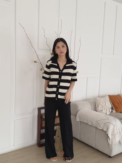 Esme Stripes Knit Set - Black