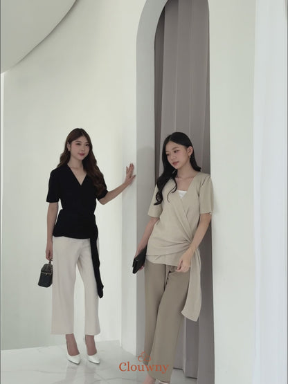 Yala Bow Knit Top - Khaki