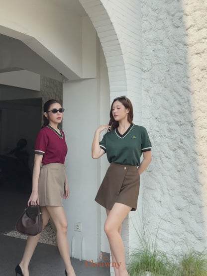 Mesi Vneck Knit Top - Emerald Green